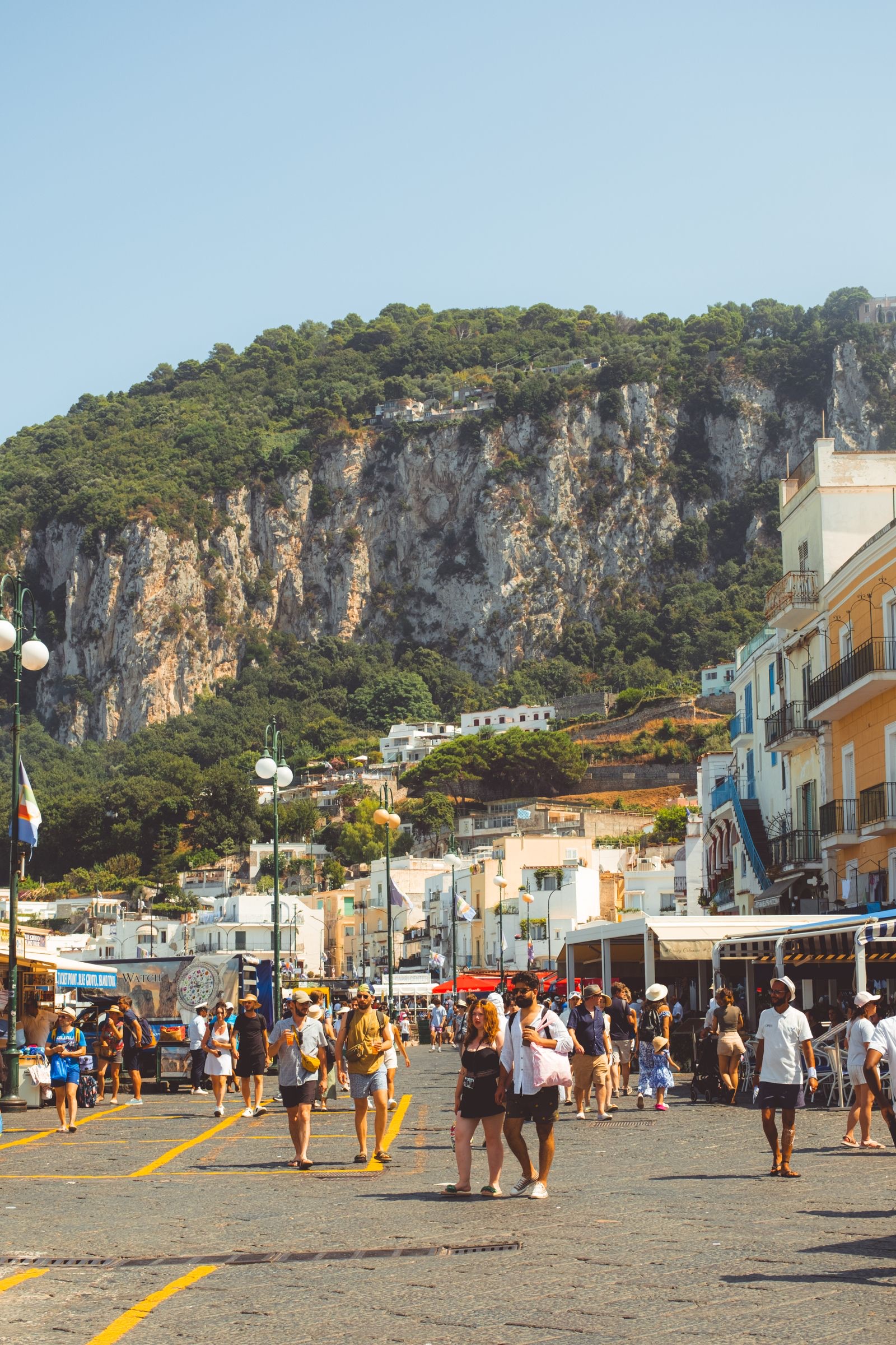 Il porto e la costa dell'isola di Capri